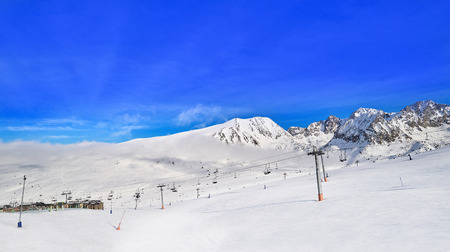 Andorra Pas de la Casa  resort in Grandvalira sector at Pyrenees mountainsの写真素材