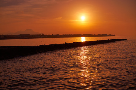 Denia skyline at sunset with in Alicante Spainの写真素材