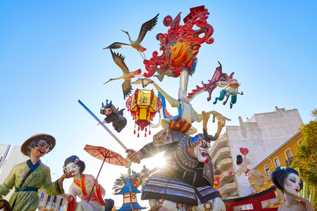 Las fallas fest figures of marche paper in Valencia of spainの写真素材
