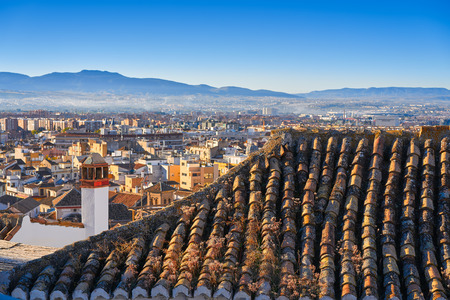 Granada skyline view from Albaicin in Andalusia Spainの写真素材