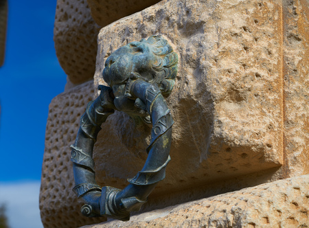 Alhambra lion holding ring in Carlos V of Granada Spainの写真素材