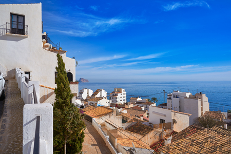 Altea white village skyline in Alicante at Mediterranean Spainの写真素材