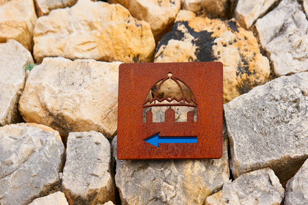 Altea street sign way to Church in Alicante of Spainの写真素材
