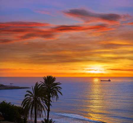Tarragona Balcony of Europe at sunrise in Cataloniaの写真素材