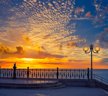Tarragona Balcony of Europe at sunrise in Cataloniaの写真素材