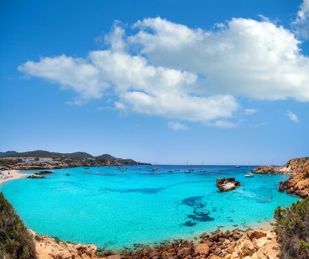 Ibiza Cala Tarida beach in Sant Josep of Balearic Islandsの写真素材