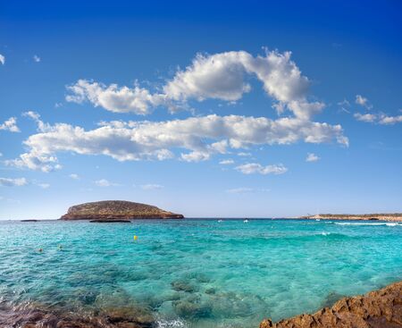 Ibiza Cala Comte Conta beach in Sant Josep of Balearic Islandsの写真素材