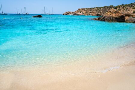 Ibiza Cala Tarida beach in Sant Josep of Balearic Islandsの写真素材