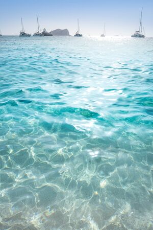 Ibiza Cala Comte Conta beach in Sant Josep of Balearic Islandsの写真素材