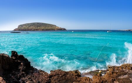 Ibiza Cala Comte Conta beach in Sant Josep of Balearic Islandsの写真素材