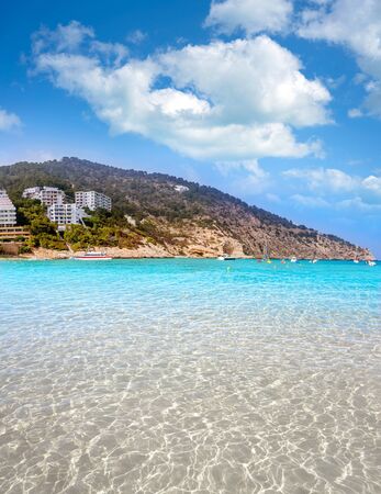 Ibiza Cala Llonga beach in Santa Eulalia in Balearic islands of Spainの写真素材