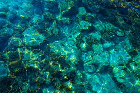 Ibiza Portinatx Arenal Gran beach in Balearic Islands clear water detailの写真素材