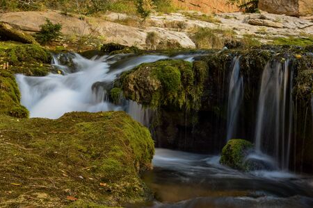 Long exposure of a river landscape in Spainの写真素材