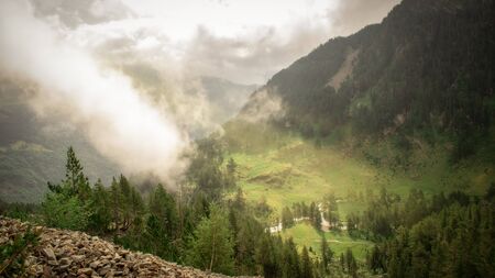 The valley lighten by the sun in the morning