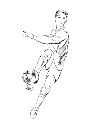 Hand drawing a soccer player  Vector illustrationのイラスト素材