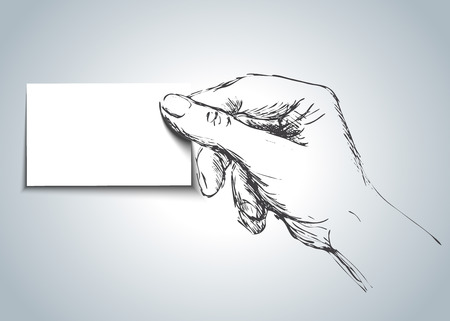 illustration of a hand with visiting cardのイラスト素材
