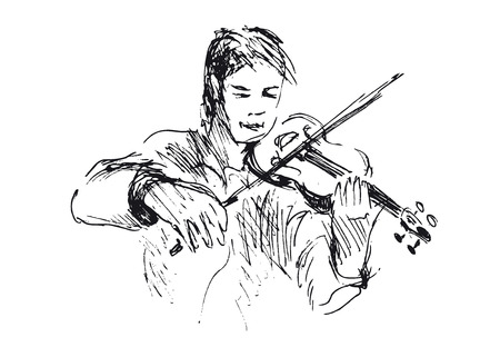 hand sketch violinistのイラスト素材