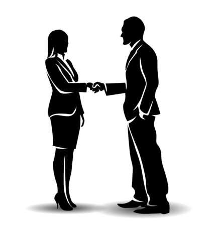 vector silhouette businessman and businesswomanのイラスト素材