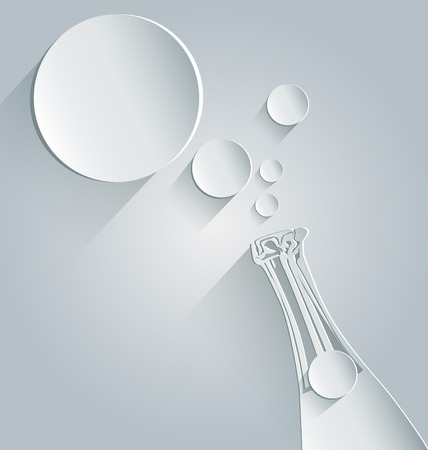 Vector background with the silhouette of a bottle of champagneのイラスト素材