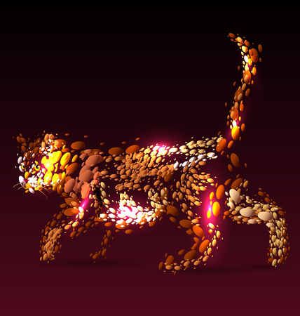 Vector illustration of a cat on a dark backgroundのイラスト素材