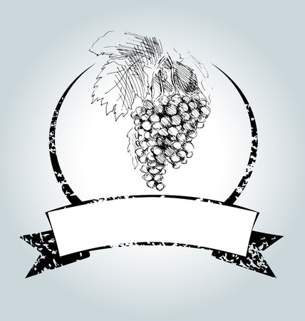 Vector vintage label with grapesのイラスト素材