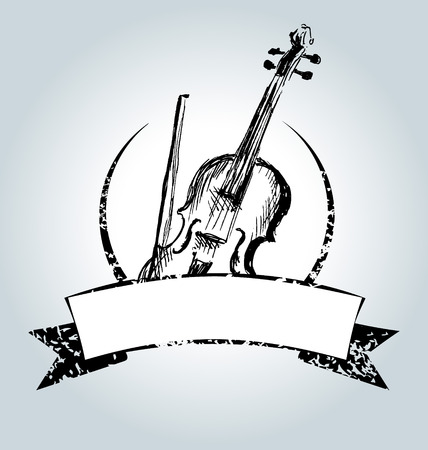 Vector vintage label with violinのイラスト素材