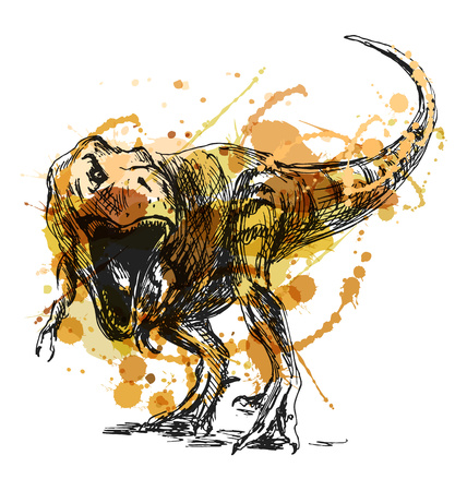 Colored hand sketch tyrannosaurus. Vector illustrationのイラスト素材