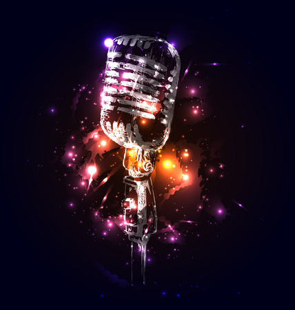 Vector background with old microphone. Vector illustrationのイラスト素材