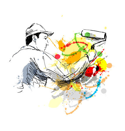 Colored hand sketch decorator. Vector illustrationのイラスト素材