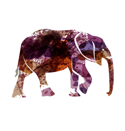 Color vector silhouette of an elephantのイラスト素材