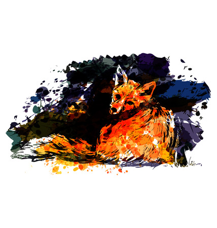 Colorful vector illustration foxのイラスト素材