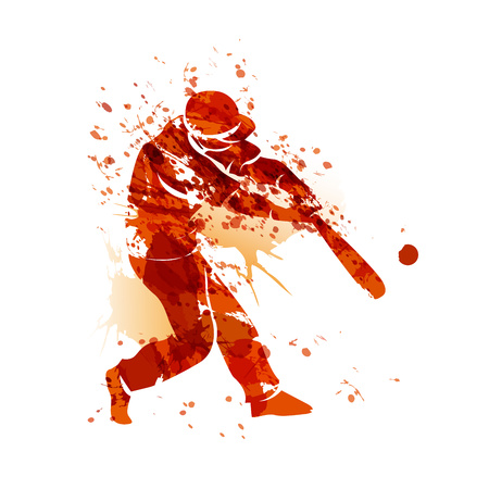 Vector watercolor silhouette of a baseball playerの販売画像