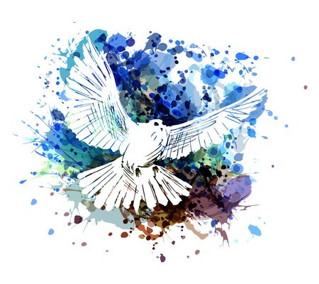 Vector color illustration of a doveのイラスト素材