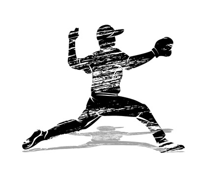 Silhouette baseball player illustrationのイラスト素材