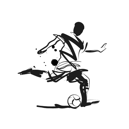Vector ink sketch of a soccer playerのイラスト素材