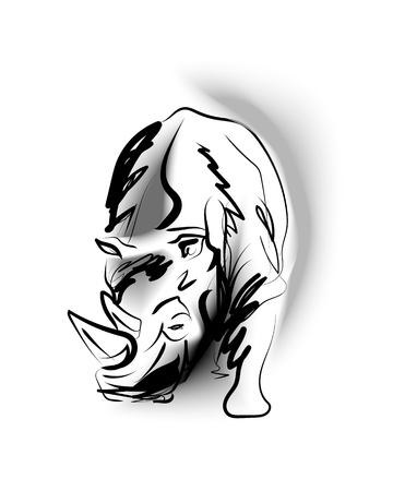 Vector sketch of rhinoのイラスト素材