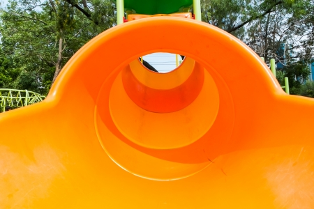Colorful slider tunnel in a playgroundの写真素材