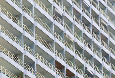 Construction abstract background. Detail hotel room balcony, Simple multi-story office building,...