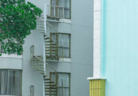 Blur fire Climb the spiral staircase beside the building.の写真素材