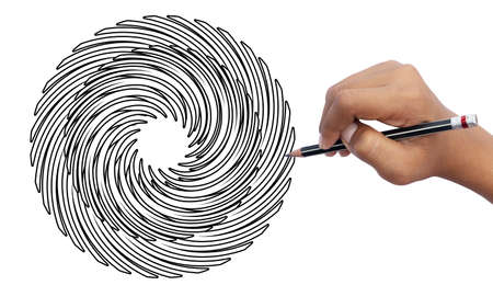 Students learn to draw spiral shapes flowers, sketch, art education of students, concept of art...