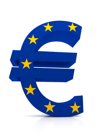 Large Euro symbol combined with the European Union stars. It is related to the ECB.の写真素材