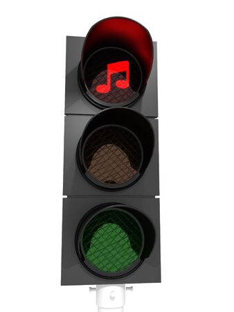 A traffic light showing a red light with 2 notes.の写真素材