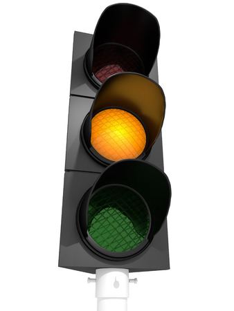 A traffic light with an active green lightの写真素材