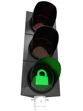 A traffic light showing a "padlock"-signの写真素材