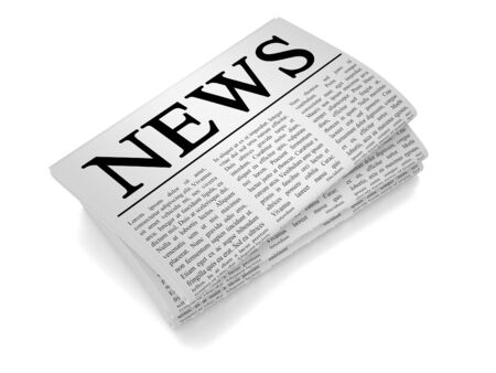 A newspaper isolated from white background.の写真素材