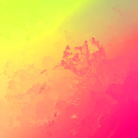 Yellow pink splatter effect paintingの写真素材