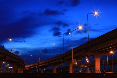 Freeway road dusk night fast の写真素材
