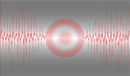Sound waves red that seemed to be sucked or swallowed up in a circle.on black backgroundのイラスト素材