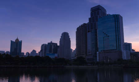 sunrise over bangkok. from Benjakiti Park Sukhumvit In the business district.