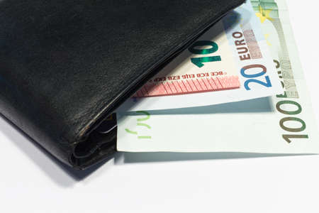 Wallet with euros. on white background